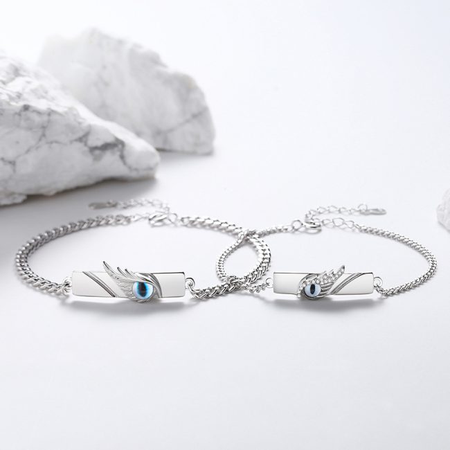 925 Sterling Silver Couple Bracelets With Evil Eye