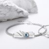 925 Sterling Silver couple Evil Eye bracelet for men