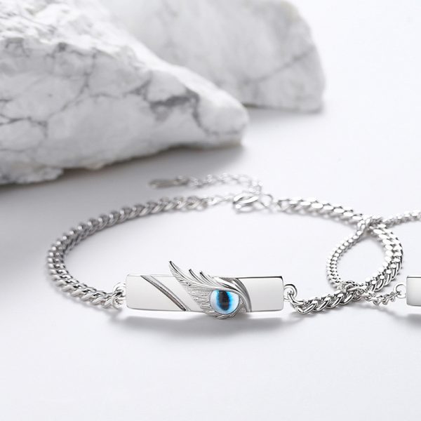 925 Sterling Silver couple Evil Eye bracelet for men