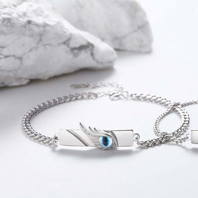 925 Sterling Silver couple Evil Eye bracelet for men