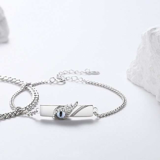 925 Sterling Silver couple Evil Eye bracelet for women