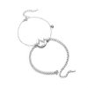 925 Sterling Silver Couple Heartbeat Bracelet with Cuban Link Chain blank bracelet