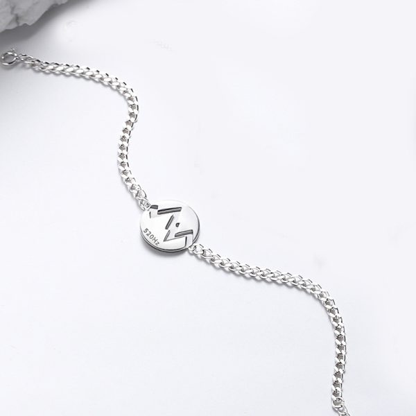 925 Sterling Silver Couple Heartbeat Bracelet with Cuban Link Chain men bracelet