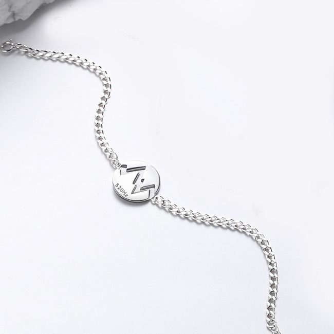 925 Sterling Silver Couple Heartbeat Bracelet with Cuban Link Chain men bracelet