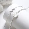 925 Sterling Silver Couple Heartbeat Bracelet with Cuban Link Chain side view image