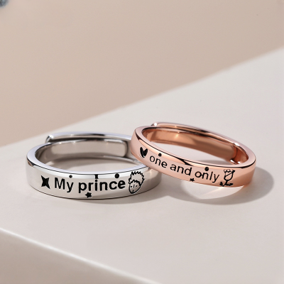 925 Sterling Silver Couple Rings With Prince & Rose