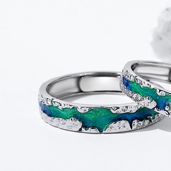 925 Sterling Silver Couple Rings With Aurora - Image 6