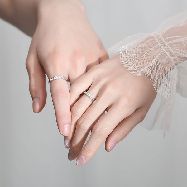 Couple 925 Sterling Silver Rings with sun and moon