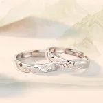 Anillos de pareja de plata vintage con diseño de sol y luna - Conjunto a juego