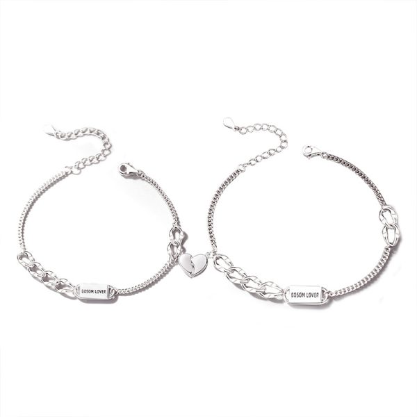 925 Sterling Silver Couple Bracelets With Heart - Image 6