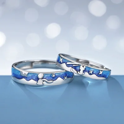 925 Sterling Silver Couple Ring with prince & fox ring