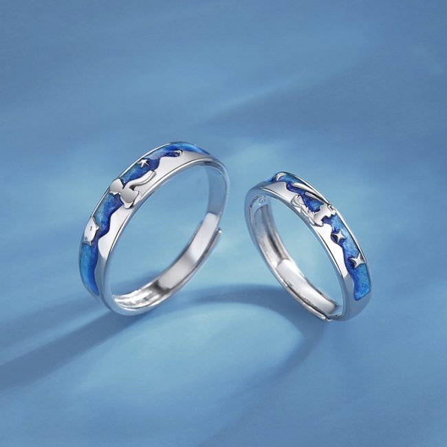 925 Sterling Silver Couple Prince & Fox Rings - Image 7