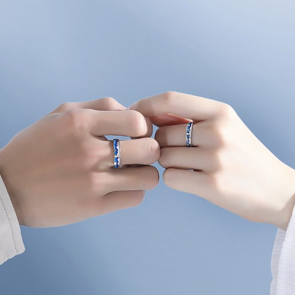 925 Sterling Silver Couple Prince & Fox Rings - Image 2