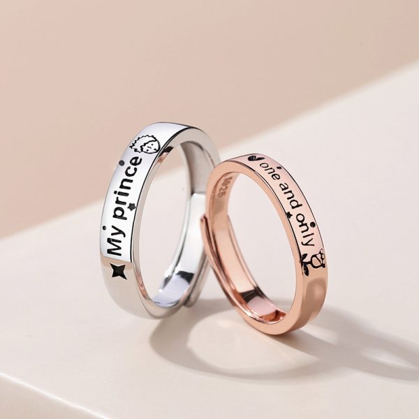 925 Sterling Silver Couple Rings With Prince & Rose - Image 5