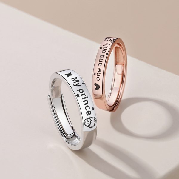 925 Sterling Silver Couple rings with Prince & Rose