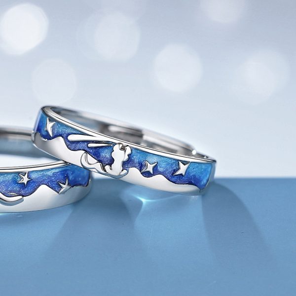 925 Sterling Silver Couple Prince & Fox Rings - Image 4