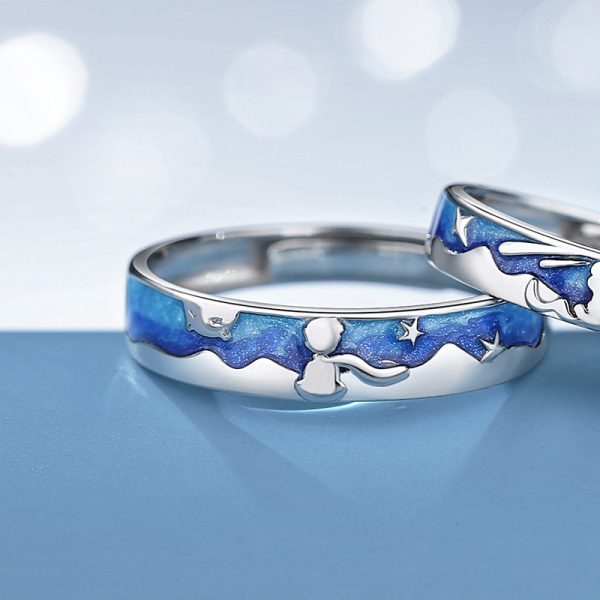 925 Sterling Silver Couple Prince & Fox Rings - Image 6