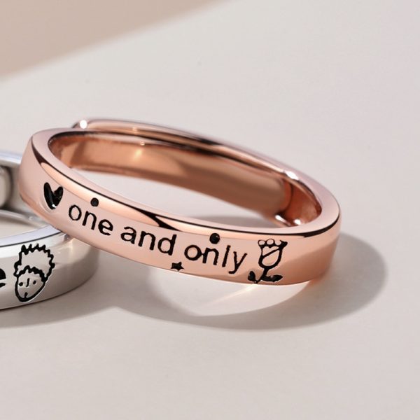 925 Sterling Silver Couple ring with rose for men