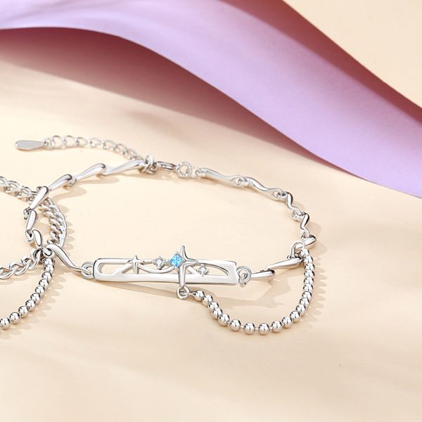 925 Sterling Silver Couple Star Sign Bracelet for women