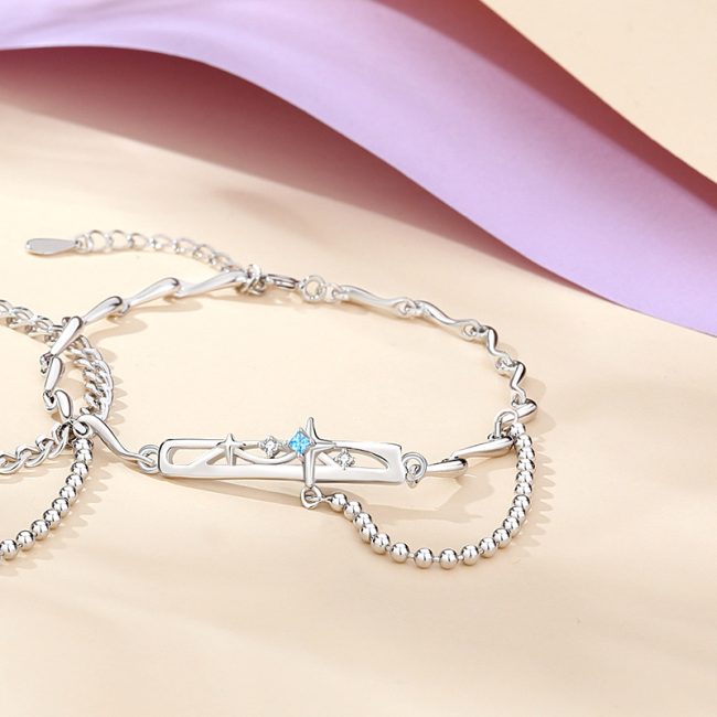 925 Sterling Silver Couple Star Sign Bracelet for women