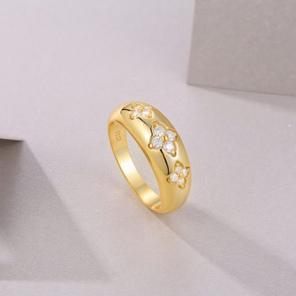 Diamond Flower Ring in 925 Sterling Silver For Women