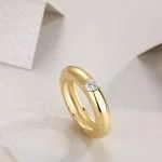 Anillos de plata de ley para mujer con diamante de 4 mm