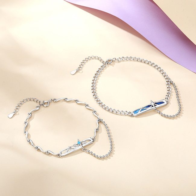 925 Sterling Silver Star Sign Bracelet for couples