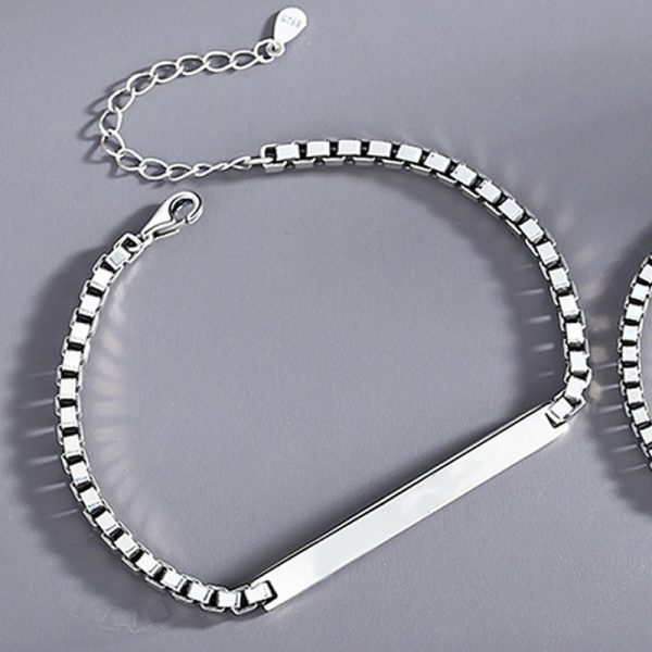 Couple Bracelet Sterling Silver Box Chain Bracelet blank men bracelet
