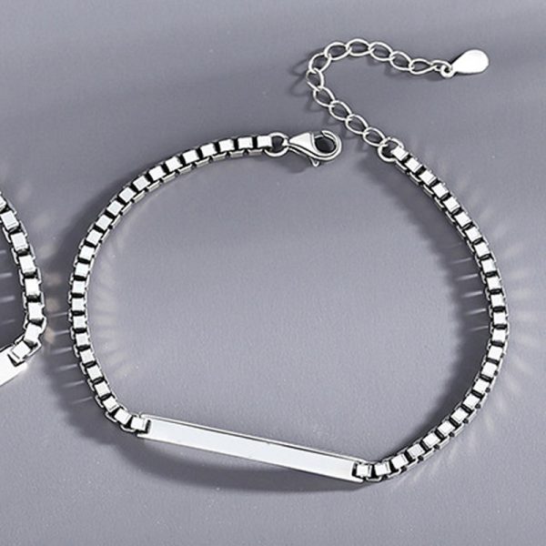 Couple Bracelet Sterling Silver Box Chain Bracelet blank women bracelet