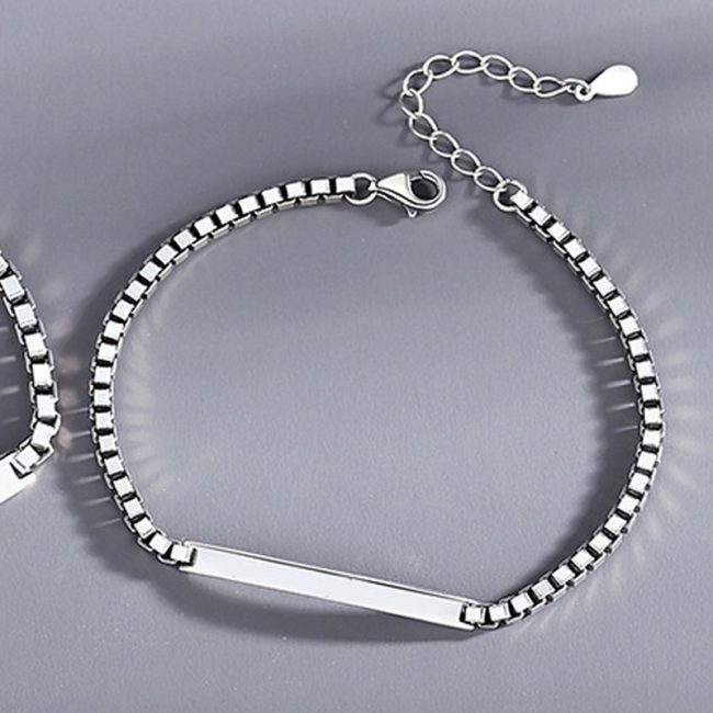 Couple Bracelet Sterling Silver Box Chain Bracelet blank women bracelet