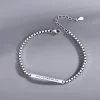 Couple Bracelet Sterling Silver for women, box chain in sterling silver, Engraving the word "you complete me"
