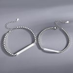 Couple Bracelet Sterling Silver Box Chain Bracelet