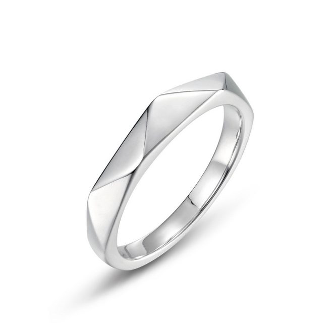 Sterling Silver Couple Ring With Diamond Snowflake - Image 5