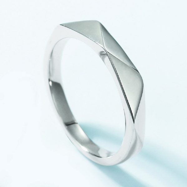 Sterling Silver Couple Ring With Diamond Snowflake - Image 3