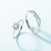 Couple Ring Sterling Silver With Diamond Snowflake