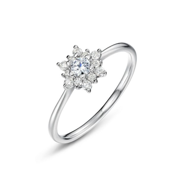 Sterling Silver Couple Ring With Diamond Snowflake - Image 4