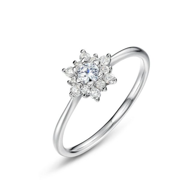 Sterling Silver Couple Ring With Diamond Snowflake - Image 4
