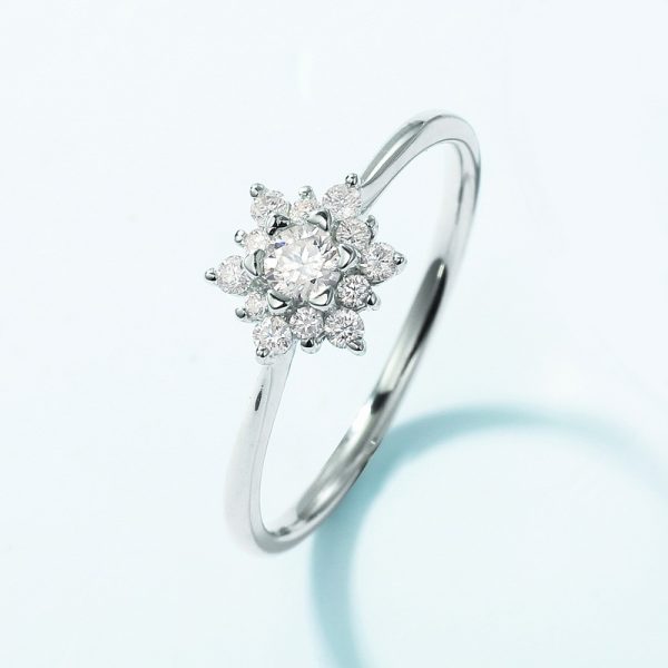 Sterling Silver Couple Ring With Diamond Snowflake - Image 2