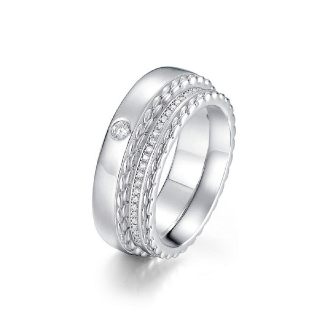 Couple Ring Sterling Silver With Diamond Wedding Band - Image 5