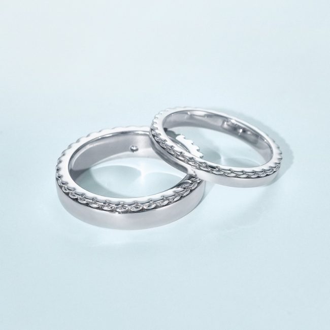 Couple Ring Sterling Silver With Diamond Wedding Band
