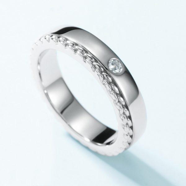 Couple Ring Sterling Silver With Diamond Wedding Band - Image 6