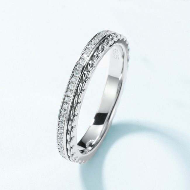 Couple Ring Sterling Silver With Diamond Wedding Band - Image 4
