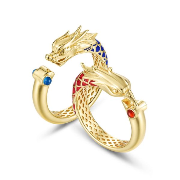 Couple Ring Sterling Silver With Dragon Phoenix