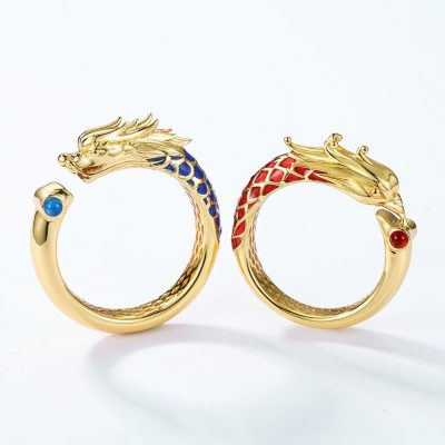 Couple Ring Sterling Silver With Dragon Phoenix pair ring