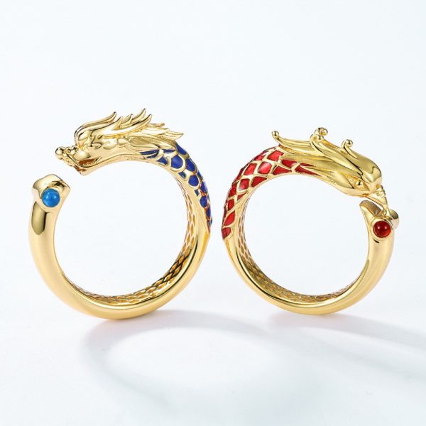 Couple Ring Sterling Silver With Dragon Phoenix pair ring