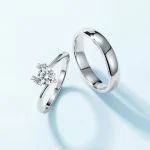 Anillos de pareja de plata con diseño de ciervo y bosque - Motivo animal