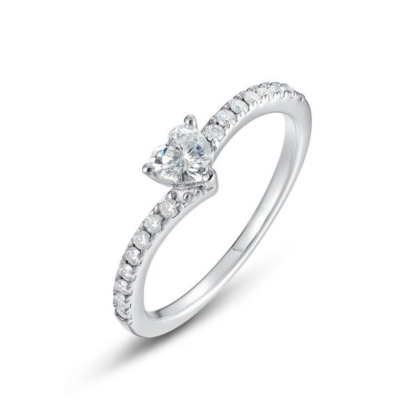 Couple Ring Sterling Silver With Heart Diamond Ring - Image 5