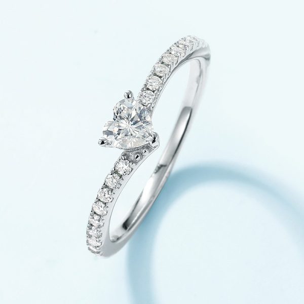 Couple Ring Sterling Silver With Heart Diamond Ring - Image 3