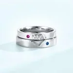Anillos de plata para parejas románticas con diseño de pájaros enamorados - Artísticos