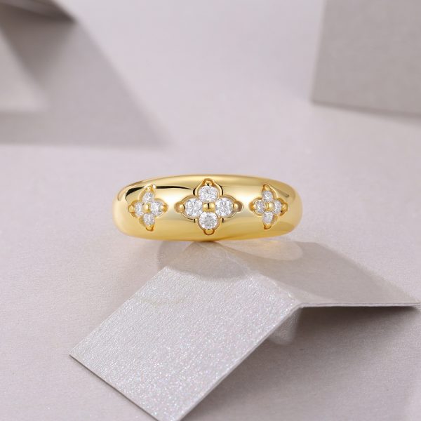 925 Sterling Silver Diamond Flower Ring Design